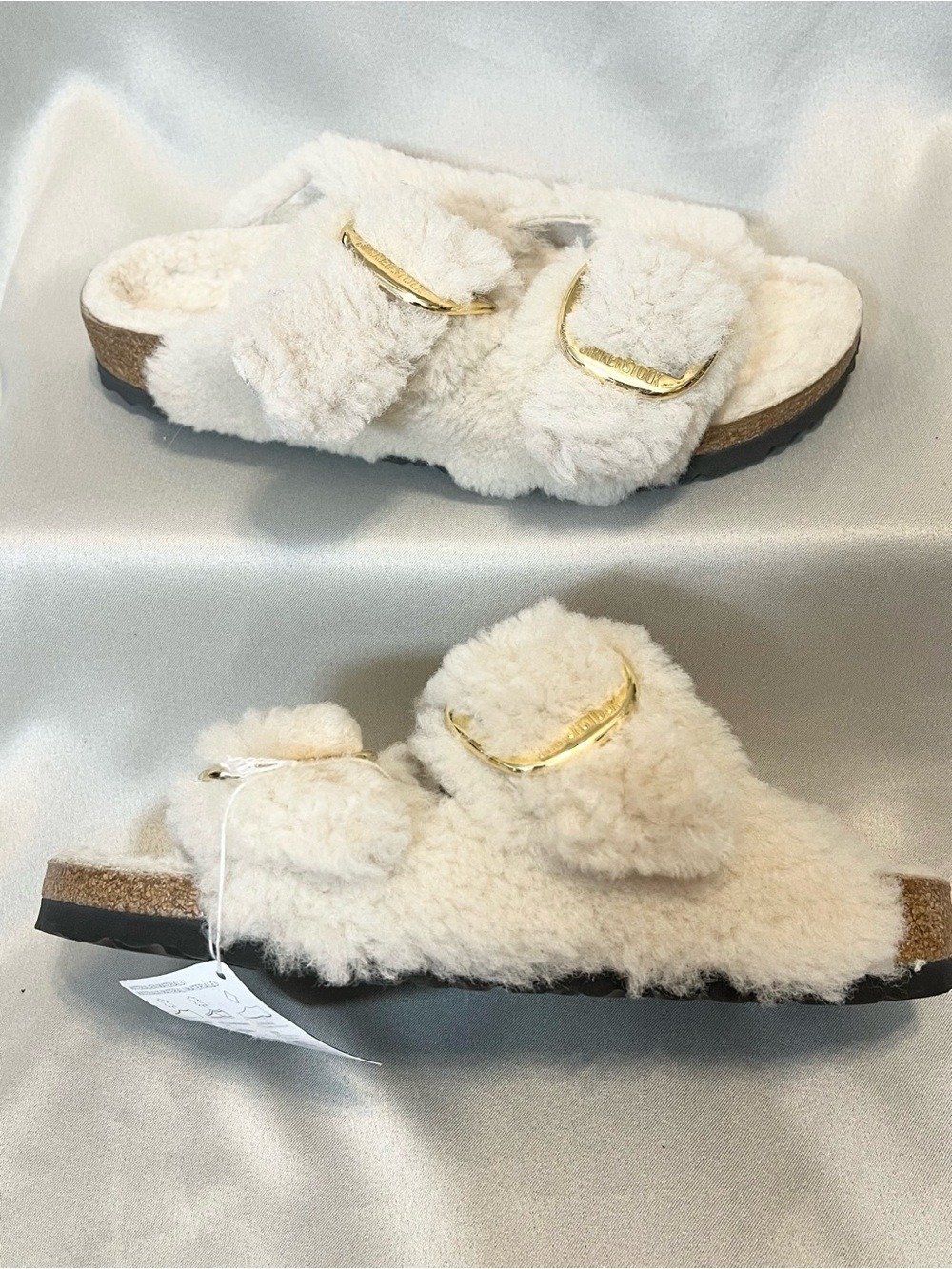 Birkenstock Arizona Big Buckle Shearling Teddy Eggshell EU 41 US 10-10.5 NWT - Picture 3 of 8